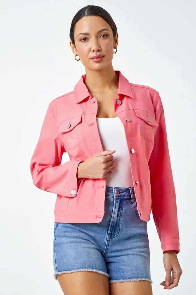 Salmon Stretch Pocket Detail Jacket Women Roman Coords