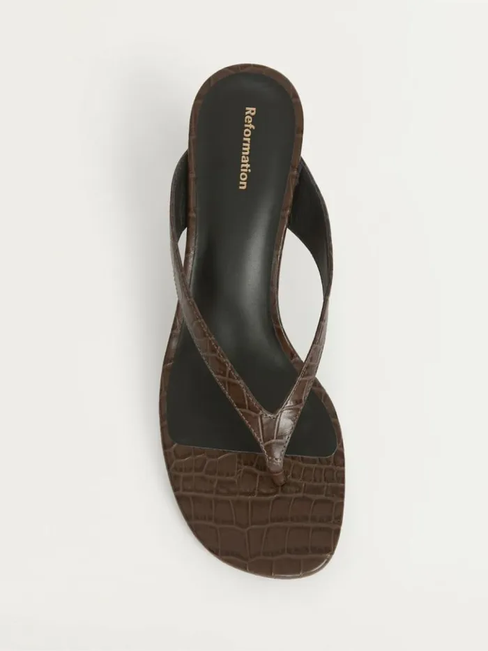 Shoes The Reformation Sophie Heeled Sandal Brown Croceffect