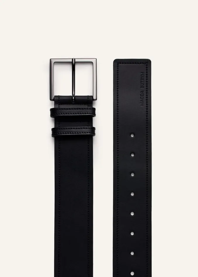 Shop Magda Butrym Accessories Wide Leather Belt In Black Leather