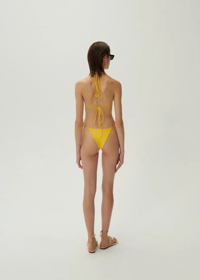 Shop Magda Butrym Beachwear Floral Strappy Triangle Bikini Top In Yellow Shop Magda Butrym Beachwear Floral Strappy Triangle Bikini Top In Yellow