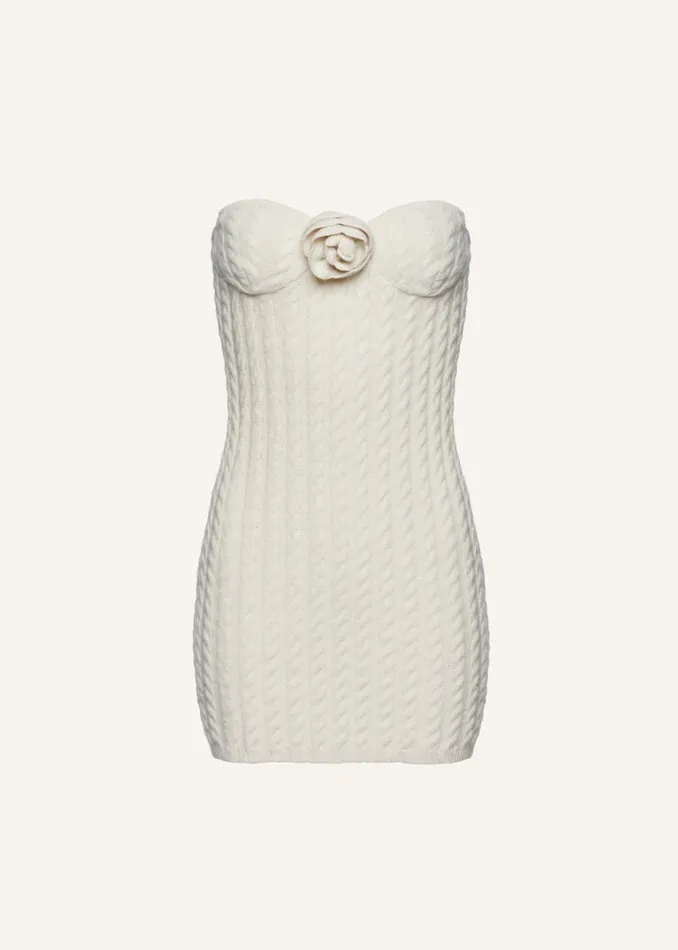 Shop Magda Butrym Dresses Bustier Cable Knit Mini Dress In Cream