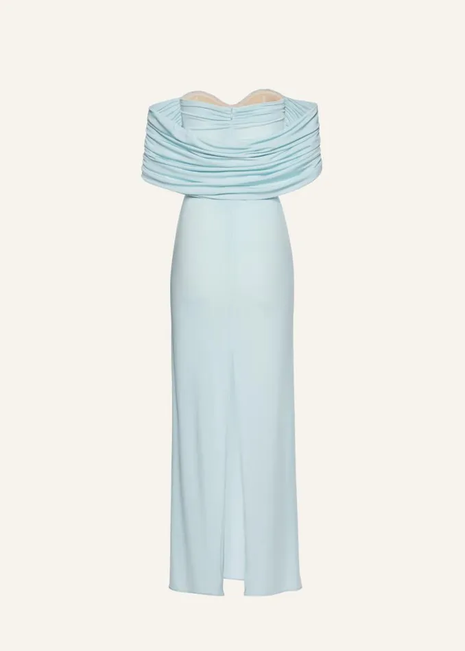 Shop Magda Butrym Dresses Crochet Bra Wrap Dress In Blue Shop Magda Butrym Dresses Crochet Bra Wrap Dress In Blue