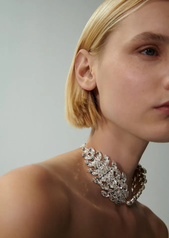 Shop Magda Butrym Jewelry Crystal Marquise Choker In Silver Shop Magda Butrym Jewelry Crystal Marquise Choker In Silver