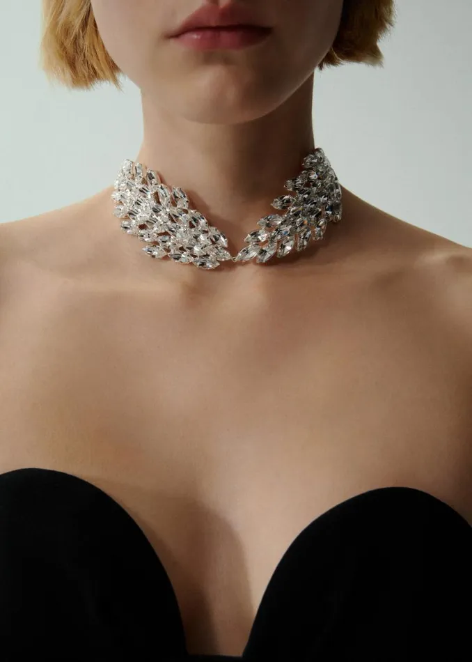 Shop Magda Butrym Jewelry Crystal Marquise Choker In Silver Shop Magda Butrym Jewelry Crystal Marquise Choker In Silver