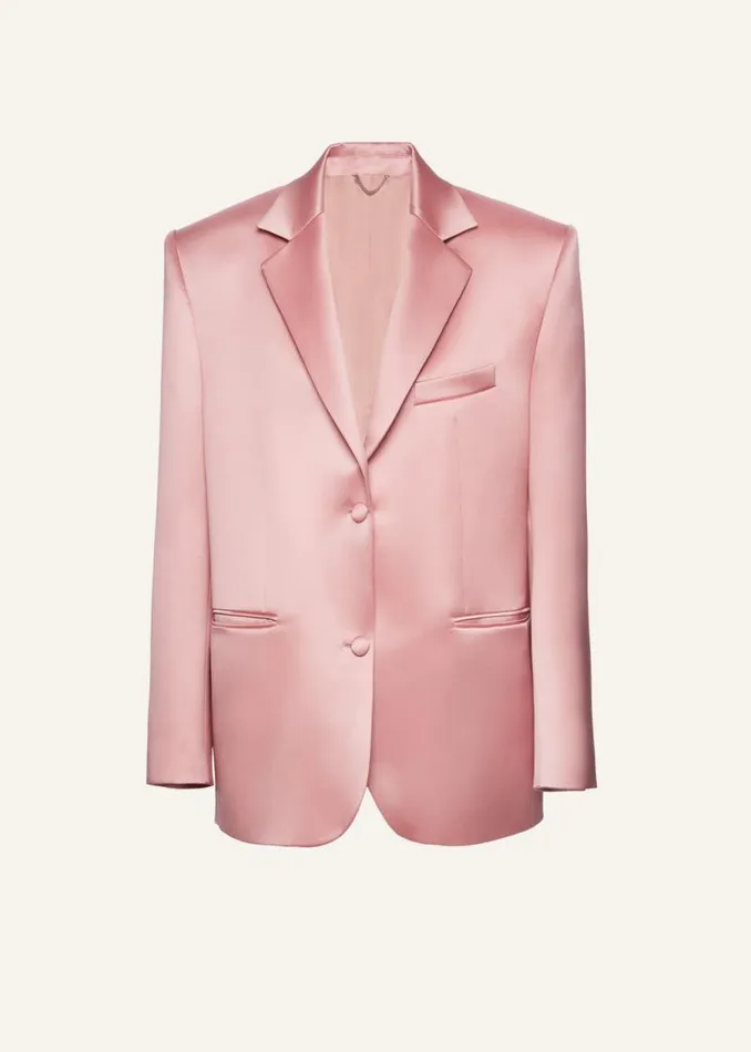 Shop Magda Butrym Tailoring And Suits Classic Satin Oversized Blazer In Pink