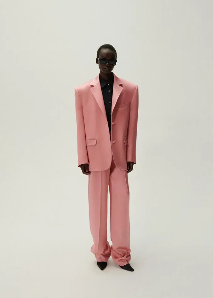 Shop Magda Butrym Tailoring And Suits Classic Satin Oversized Blazer In Pink Shop Magda Butrym Tailoring And Suits Classic Satin Oversized Blazer In Pink