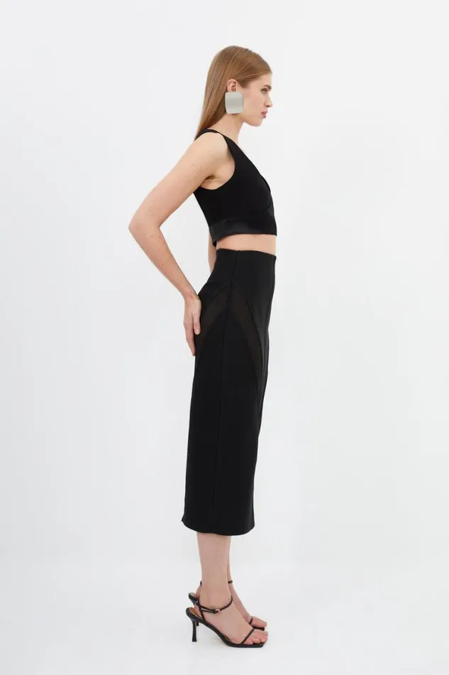 Skirts Women Karen Millen Figure Form Bandage Knit Midi Skirt Black