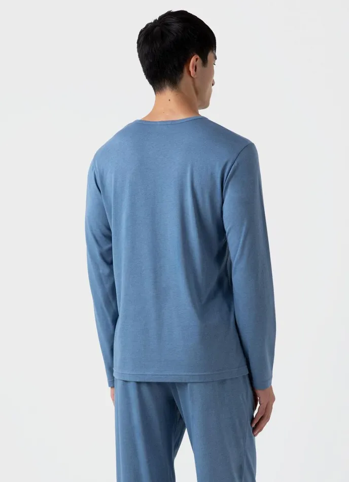 SUNSPEL Loungewear and Sleepwear Long Sleeve Cotton Modal Lounge Tshirt Bluestone 8211 Men