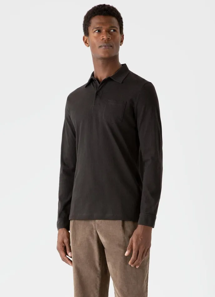 SUNSPEL Polo Shirts Long Sleeve Riviera Polo Shirt Coffee 8211 Men