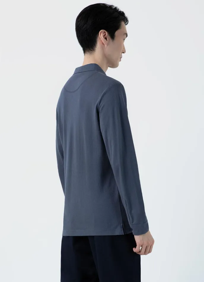 SUNSPEL Polo Shirts Long Sleeve Riviera Polo Shirt Slate Blue 8211 Men