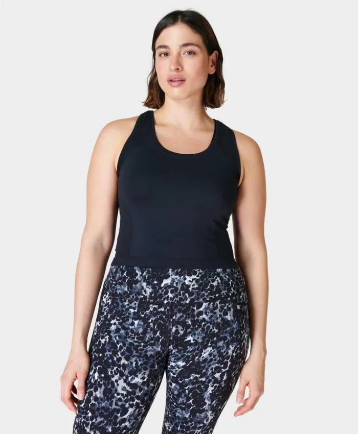 Sweaty Betty Athlete Crop Seamless Gym Tank Black Clothing Tank Tops