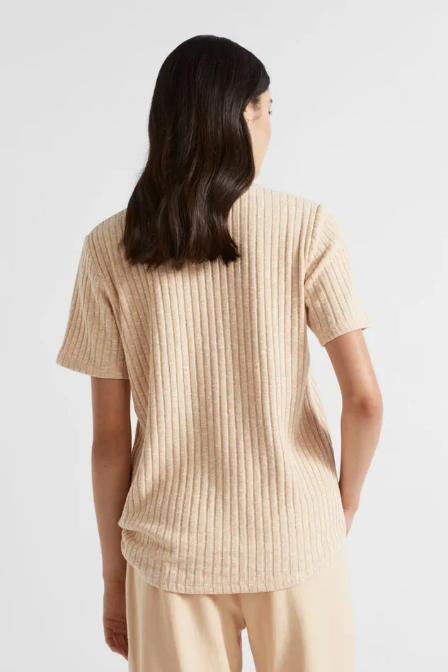 TShirts and Tops Woman Seed Heritage Ribbed Short Sleeve Tee Soft Wheat Twist