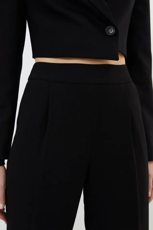 Trousers Women Karen Millen Tall Compact Stretch High Waist Tailored Trousers Black