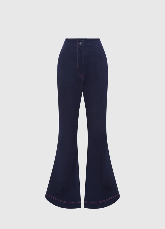 Two Piece Sets Women LEO LIN Maya Denim Flared Jeans 8211 Indigo