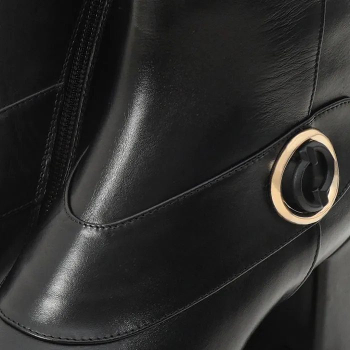 Vinci Leather Boots and Booties The Windsor Black Leather Block Heel Boot 8211 Women
