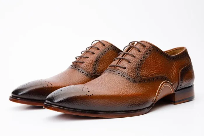 Vinci Leather Dress Shoes The Draco Handmade Tan Semi Brogue Oxford Shoe 8211 Men
