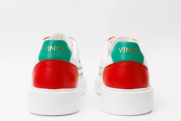 Vinci Leather Sneakers The Messina White and Gold Woven Leather Sneaker 8211 Men