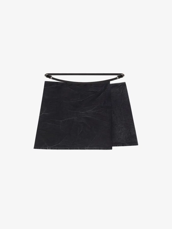 Voyou Wrap Mini Skirt In Denim Black Women Givenchy Skirts