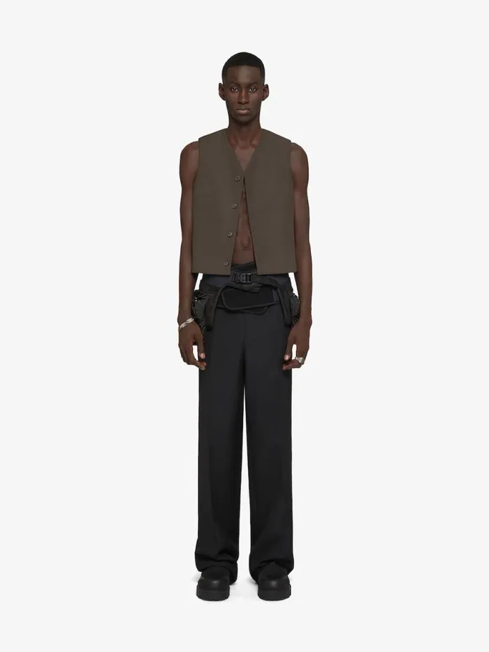 Waistcoat In Wool Military Green Men Givenchy Coats and Jackets