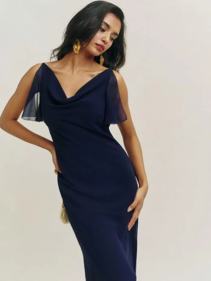 Weddings The Reformation Cressa Dress Navy