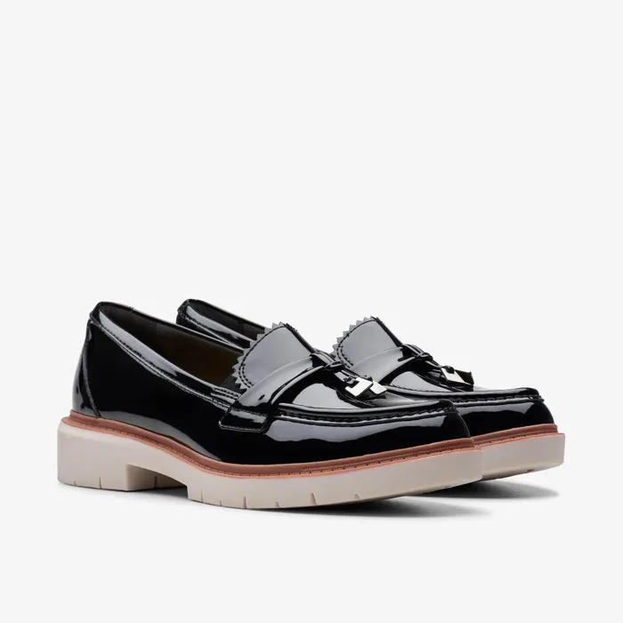 Westlynn Bella Black Patent Women Clarks SlipOns
