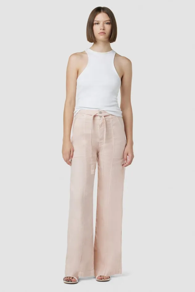 Wide Leg Women Hudson Jeans Tie Waist Wide Leg Barefoot Trouser Cameo Rose Wide Leg Women Hudson Jeans Tie Waist Wide Leg Barefoot Trouser Cameo Rose
