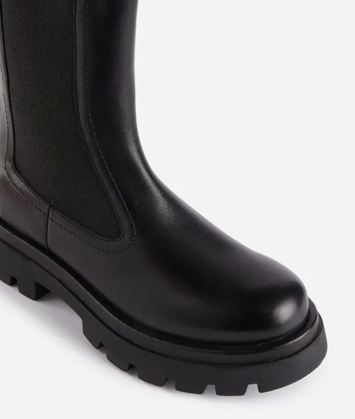 Woman Boots and Booties Alviero Martini Smooth Leather Boots With Elastic Panels And Mini 1c Button Black