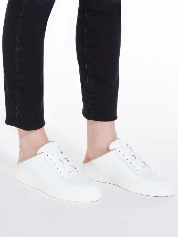 Woman Leather Mule Sneakers Optical White Maxmara Sneakers Woman Leather Mule Sneakers Optical White Maxmara Sneakers