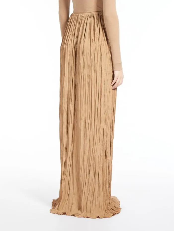 Woman Long Crepon Skirt Camel Maxmara Skirts