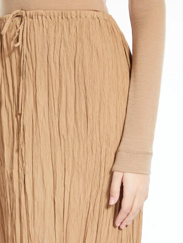 Woman Long Crepon Skirt Camel Maxmara Skirts