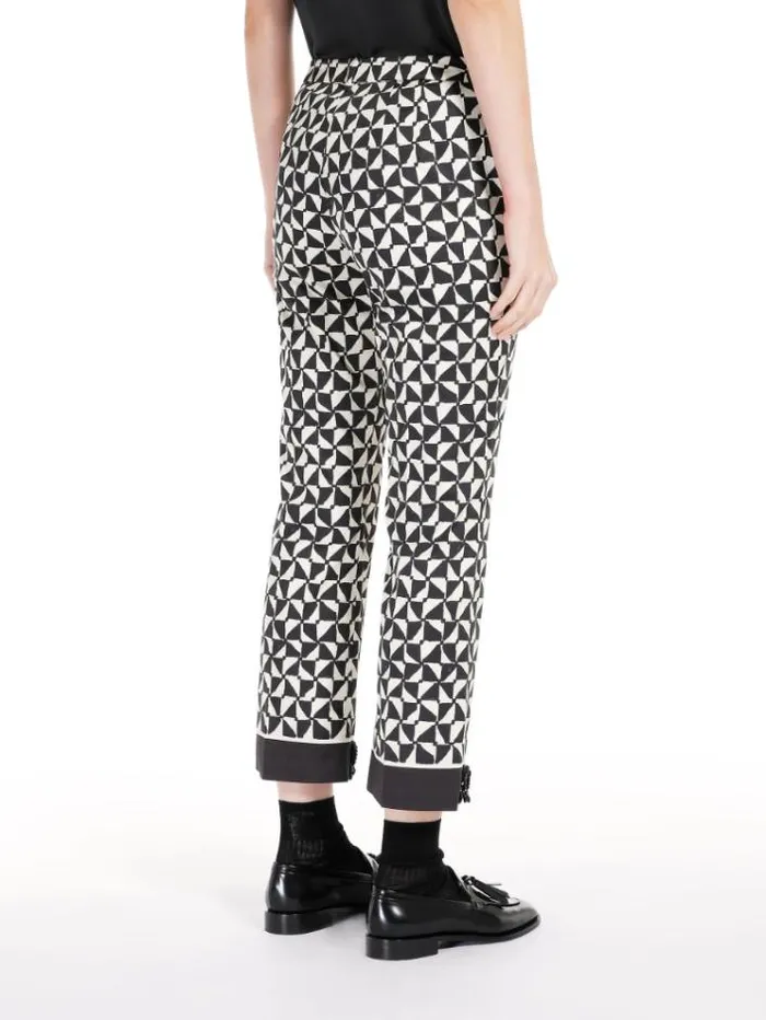 Woman Printed Satin Trousers Ecru Maxmara Trousers