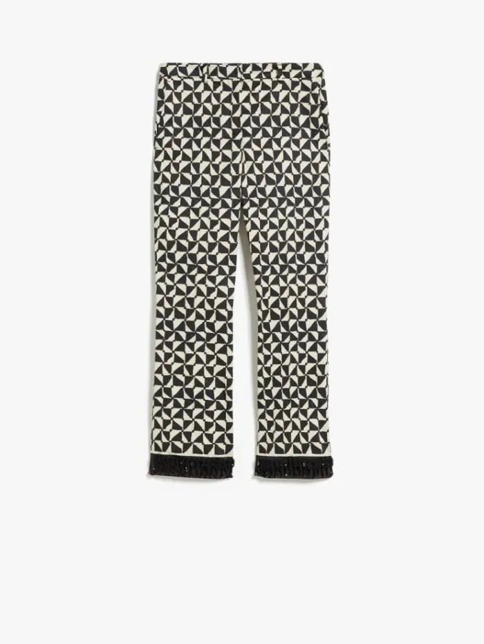 Woman Printed Satin Trousers Ecru Maxmara Trousers