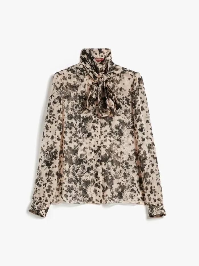 Woman Printed Silk Foulard Shirt Powder Maxmara Shirts And Tops Woman Printed Silk Foulard Shirt Powder Maxmara Shirts And Tops