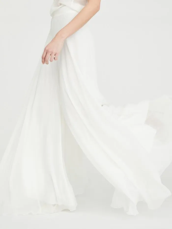 Woman Silk Georgette Trousers Optical White Maxmara Bridal Clothing Woman Silk Georgette Trousers Optical White Maxmara Bridal Clothing