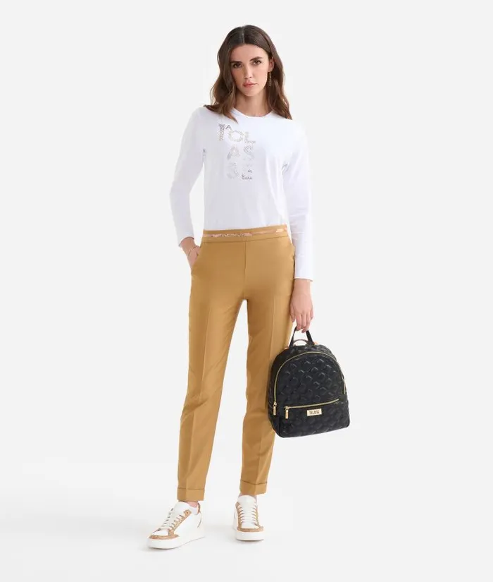 Woman Skirts and Trousers Alviero Martini Cavalry Twill Trousers With Cuffs Camel