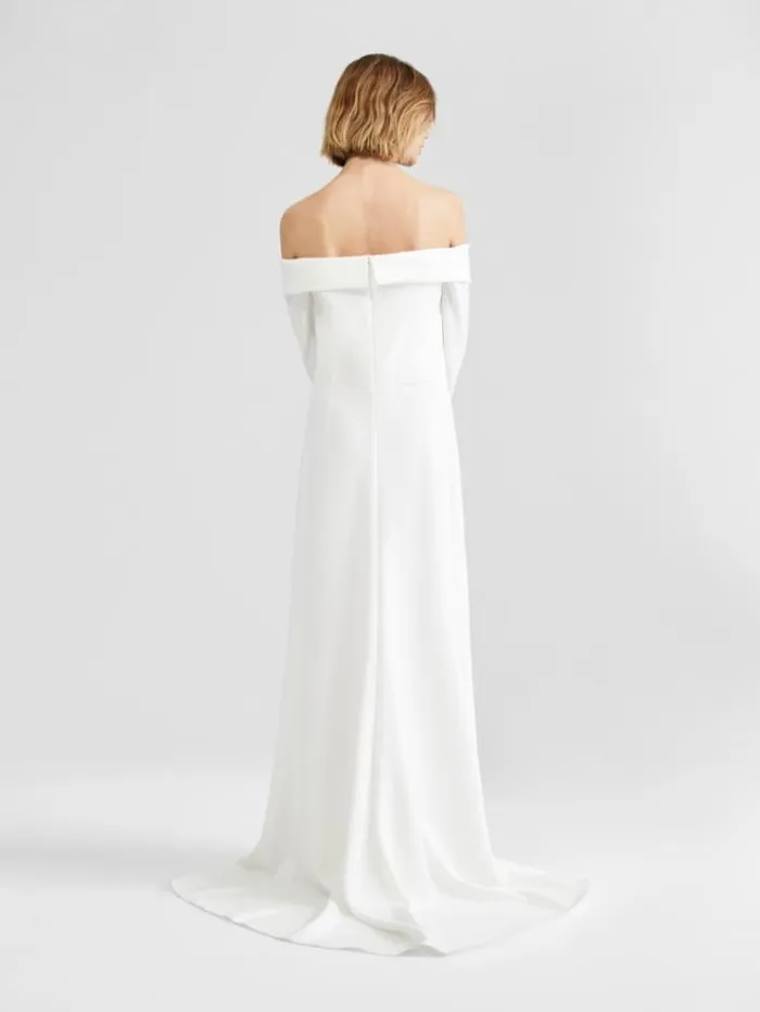 Woman Triacetate Cady Dress Optical White Maxmara Bridal Clothing Woman Triacetate Cady Dress Optical White Maxmara Bridal Clothing