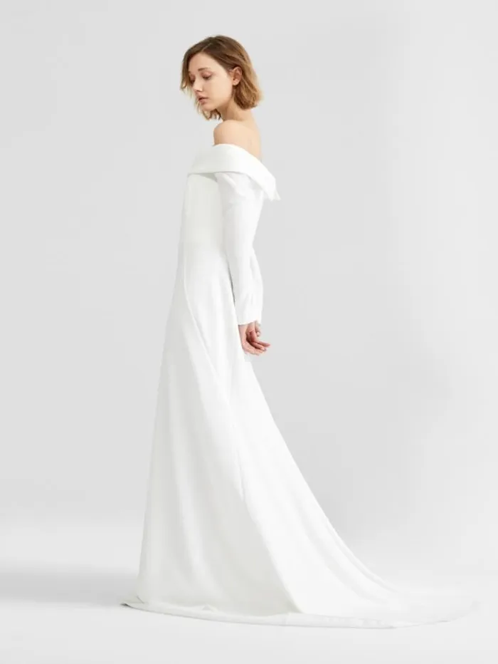 Woman Triacetate Cady Dress Optical White Maxmara Bridal Clothing Woman Triacetate Cady Dress Optical White Maxmara Bridal Clothing