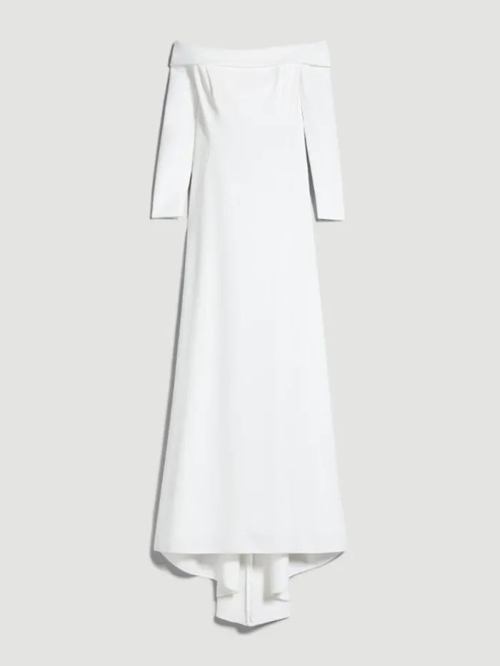 Woman Triacetate Cady Dress Optical White Maxmara Bridal Clothing Woman Triacetate Cady Dress Optical White Maxmara Bridal Clothing