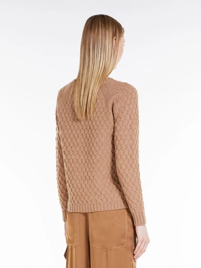 Woman Wool And Cashmere Yarn Sweater Camel Maxmara Knitwear And Sweatshirts