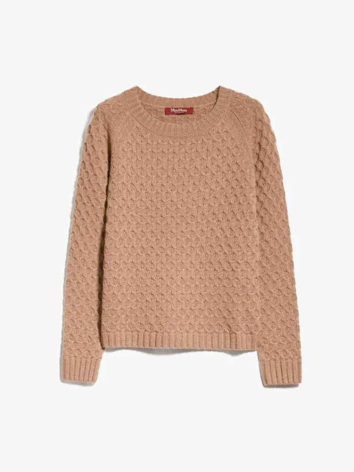 Woman Wool And Cashmere Yarn Sweater Camel Maxmara Knitwear And Sweatshirts
