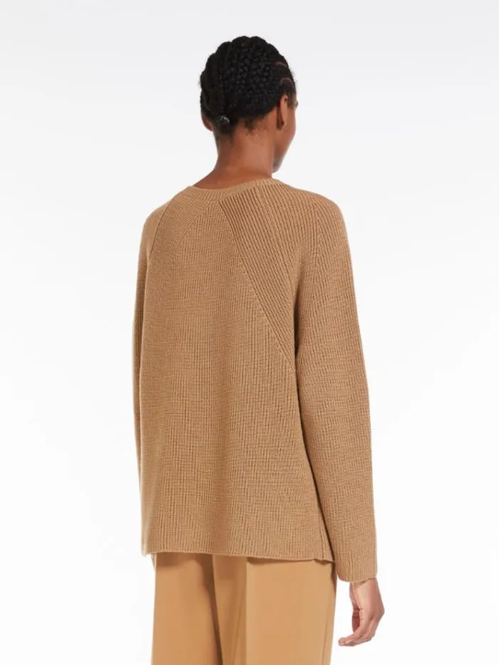 Woman Wool Knit Jumper Camel Maxmara Knitwear And Sweatshirts Woman Wool Knit Jumper Camel Maxmara Knitwear And Sweatshirts