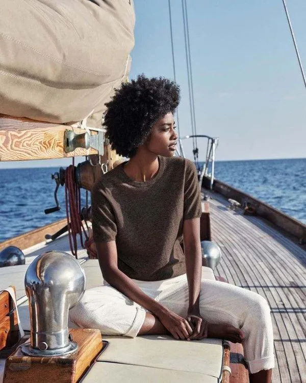 Women 007 Round Neck Cashmere T ShirtIn Moorland Brown Moorland Brown NPeal Tops and Tshirts Women 007 Round Neck Cashmere T ShirtIn Moorland Brown Moorland Brown NPeal Tops and Tshirts