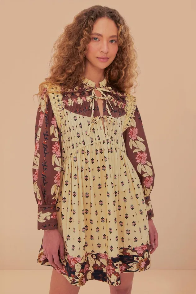 Women Ainika Maxi Floral Cream Open Yoke Mini Dress Ainika Maxi Floral Cream FARM Rio Mini Dresses