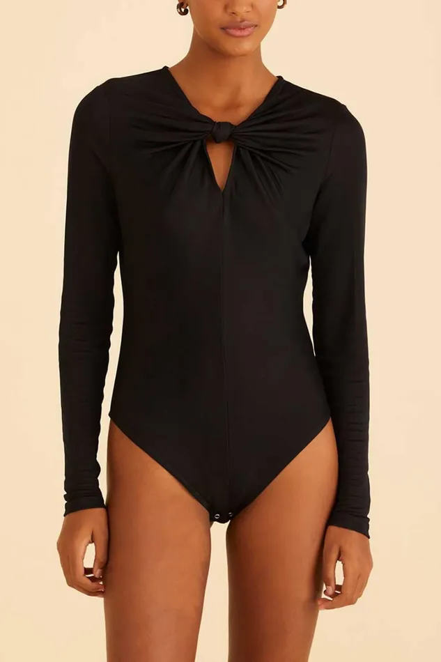 Women Black Long Sleeve Bodysuit Black FARM Rio Bodysuits