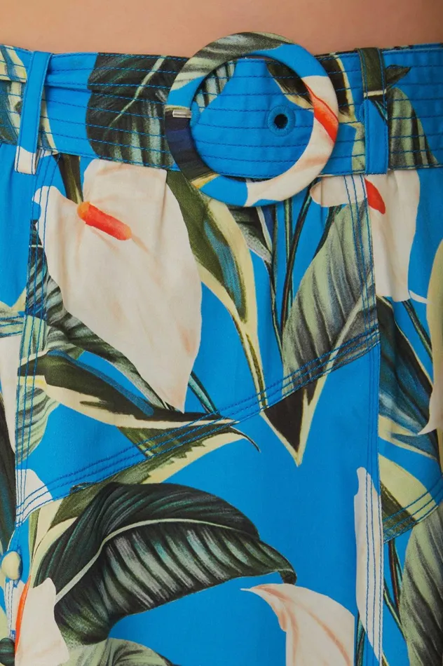 Women Blue Anthurium Garden Asymmetric Midi Skirt Anthurium Garden Blue FARM Rio Skirts