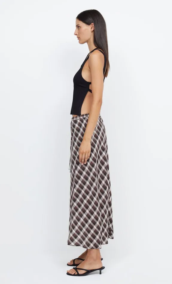 Women Bottoms Bec Bridge CHIARA DRAWSTRING SKIRT Basket Weave Check