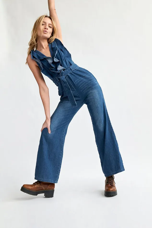 Women Denim Dresses Free People Alena Jumpsuit Indigo
