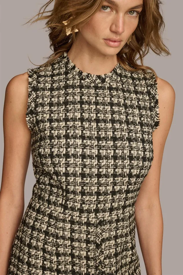 Women Dresses And Jumpsuits Donna Karan TWEED SHEATH DRESS Black Multi