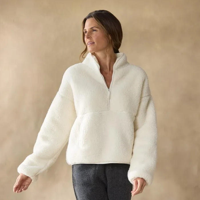 Women Heidi Sherpa Pullover Petite Vanilla Sundance Catalog Petite Styles Women Heidi Sherpa Pullover Petite Vanilla Sundance Catalog Petite Styles