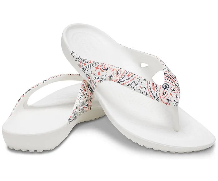 Women Kadee II Americana Paisley Flip White Multi Crocs FlipFlops